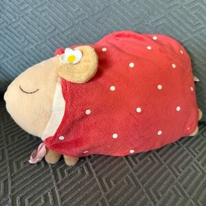 Vintage Sheep Mini Pillow With Polka Dots Outfit Plush Soft 10”x7”